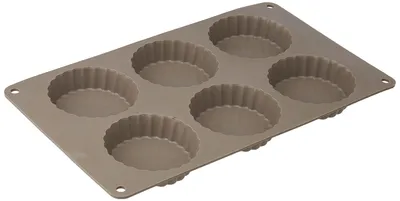 Silikon-Backform für 6 Törtchen, 29x17x2 cm, grau