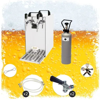 Produktbild von Komplett Set - Zapfanlage, Bierzapfanlage - Kontakt 40 2-leitig Trockenkühler, Durchlaufkühler 50 Liter/h, Green Line, Zapfkopf:Köpi,Zapfkopf 2:5 Liter Adapter