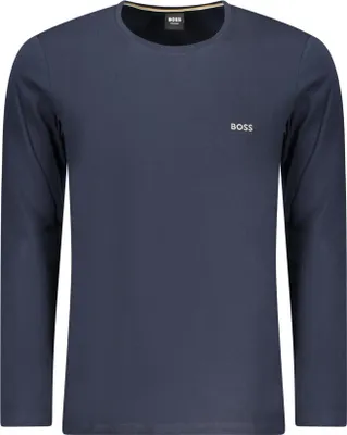 Productafbeelding van Herenlang袖shirt, blauw, met ronde hals en logo-borduurwerk