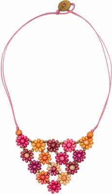 Produktbild von Kurze Kette Fiore mit Blumen aus Holzperlen von collezione alessandro