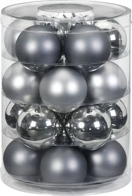Produktbild von Weihnachtskugeln Glas 6cm, 20 Stück, Farbe:Hazy Grey - grau
