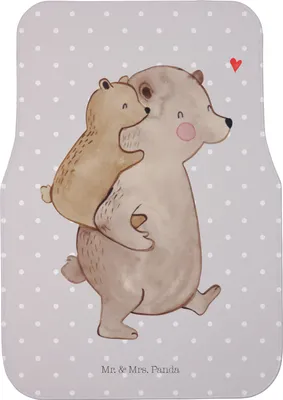 Produktbild von Mr. & Mrs. Panda Fußmatte Auto Papa Bär - Grau Pastell - Geschenk, Muttertag, Geburtstag, Autoteppich, Automatte, Vatertag, Fürs, Auto-Fußmatte