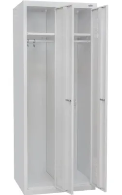 Zdjęcie produktu dla UHL-MASH Szafa Metalowa Ubraniowa SOM-400/2 180x80x50cm Socjalna BHP Pracownicza Szkolna Do szatni Dwudrzwiowa Szara Drążek Kieszeń na etykiety Klucz