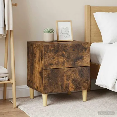 Image de vidaXL Table de chevet, lot de 2, chêne fumé, 43 x 34,5 x 48 cm