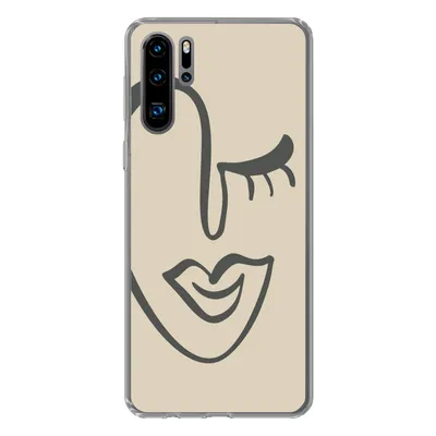 Produktbild von MuchoWow® Handyhülle Schutzhülle Hülle für Huawei P30 Pro Frau - Gesicht - Kunst Silikon Softcase Handy Hülle - Schutzdeckel