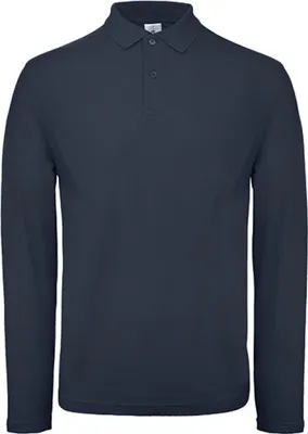 Produktbild von B&C PUI12 | Herren Long Sleeve Polo ID.001 / 100 % Baumwollpiqué - Farbe: Navy - Größe: M