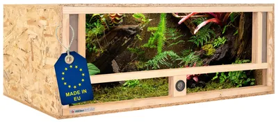 Produktbild von ITA Holz Terrarium 100x50x40 cm mit Frontbelüftung & Integriertem Hygrometer - Holzterrarium aus OSB-3 Platten - Terrarien für Reptilien, Schlangen, Amphibien - EU Produkt,