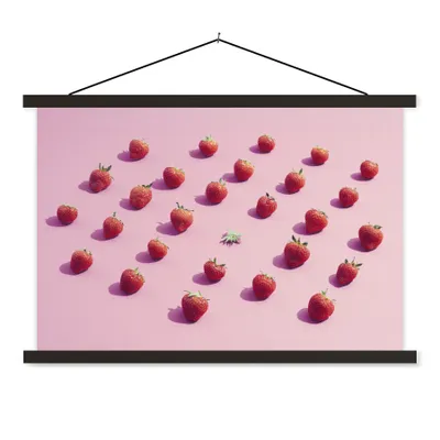 Produktbild von MuchoWow® Textilposter Erdbeere - Rosa - Obst 120x80 cm mit schwarzem Rahmen - Wanddeko