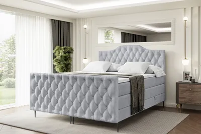 Produktbild von ALTDECOR Boxspringbett mit Schwarz Füßen, Matratze und Lattenrost, Topper, Fußteil, Polsterbett mit Bettkasten, Bett mit Stauraum H3- und H4- Matratze -VILA-1-FC-Z KING-200x200 - Grau Monolith