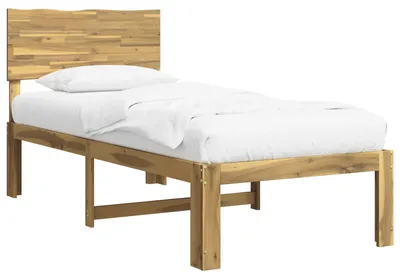 Productafbeelding van Eenpersoonsbed met hoofdbord ROSTOCK Witgewassen 100 x 200 cm