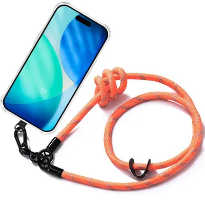 Image de Coque pour iPhone 17, Antichoc Protection Renforcé avec Cordon Robuste Orange