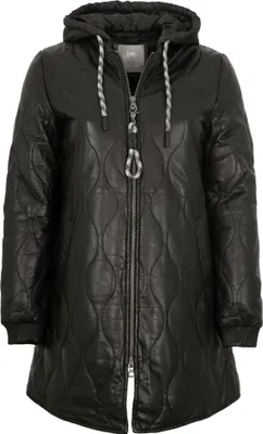 Produktbild von Gipsy by Mauritius - Damen Ledermantel Steppmantel Kapuze Lammnappa schwarz : XL