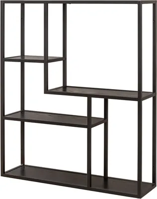 Produktbild von Industrial Wandregal SLIM LINE 91cm Esche schwarz fünf Regalböden