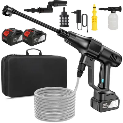 Obrázok produktu pre Bezdrôtový vysokotlakový čistič - 3500 W, 200 bar - 21V bezkefový vodný tryskový čistič - 2x 15000 mAh batérie - hadica 5–10 m - umývanie auta a čistenie záhrady