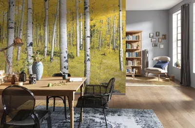 Produktbild von Komar Vlies Fototapete - Orange Forest - Größe: 400 x 250 cm (Breite x Höhe) - 4 Bahnen, Wohnzimmer, Schlafzimmer, Tapete