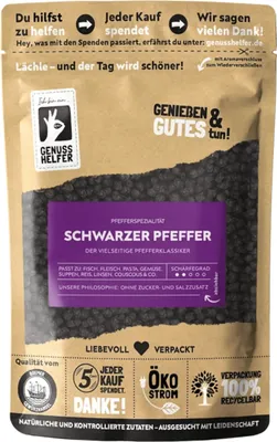 Produktbild von Schwarzer Pfeffer ganz, Pfefferkörner für die Mühle, 150g