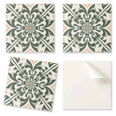 Imagen del producto de Azulejos de PVC con diseño para decoración de interiores, motivos florales con hojas, 20 x 20 x 20 cm