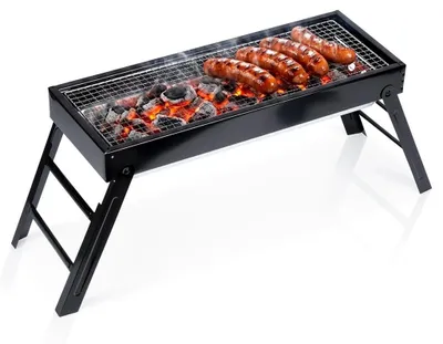 Zdjęcie produktu dla Przenośny grill węglowy, składany, stalowy, 77x23x31 cm