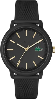 Produktbild von Uni Analog Quarzuhr mit 42mm Gehäuse, schwarzem Halbglanz-Zifferblatt, Silikonarmband mit Petit Piqué-Muster,3-Zeiger-Uhr,wasserabweisend bis 5 Bar