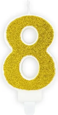 Immagine prodotto di Candela numero "8" Oro Glitter