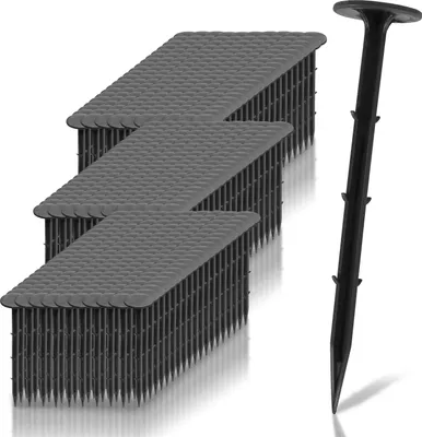 Immagine prodotto di Picchetti in plastica Hengda, set da 600 pezzi, ancoraggi al suolo, fissaggio telo da giardino, lunghezza 16 cm ciascuno, nero, telo drenante, telo pacciamante