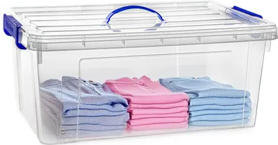 Produktbild von Aufbewahrungsbox mit Deckel - transparent blau - 39 Liter - 60 x 40 x 25 cm - Kunststoff