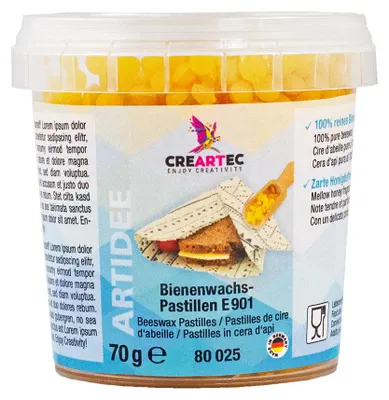 Produktbild von CREARTEC Bienenwachs-Pastillen - Wachspastillen zum Anfertigen von nachhaltigem, wiederverwendbaren Bienenwachstüchern - 80025