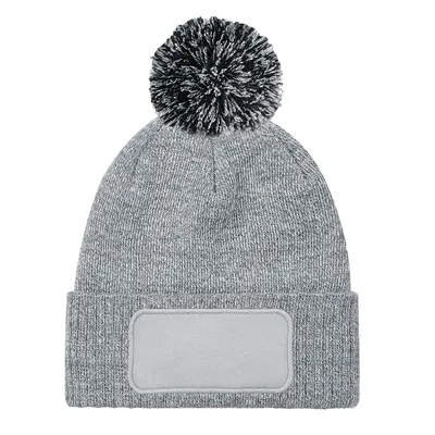 Image de Beechfield Bonnet à pompon unie Snowstar, imprimable BC4138 (Taille unique) (Gris chiné/Noir)