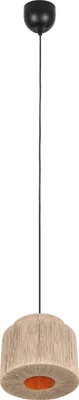 Produktbild von Trio Leuchten - Japandi Japandi Hängelampe I Pendellampe I Pendelleuchte schwarz mit braunem Seil 31cm - Smilla I Wohnzimmer I Schlafzimmer - Metall Rund - LED geeignet E27