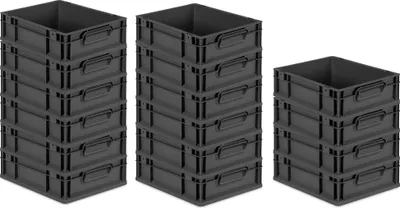 Produktbild von SuperSparSet 16x Eurobox NextGen Grip | HxBxT 12x30x40cm | 11 Liter | Griffe geschlossen | Schwarz | Eurobehälter, Transportbox, Transportbehälter, Stapelbehälter