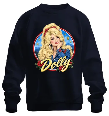 Productafbeelding van Dolly Parton, countryzangeres, legende, Tennessee, "Jolene" sweatshirt, marineblauw, maat M