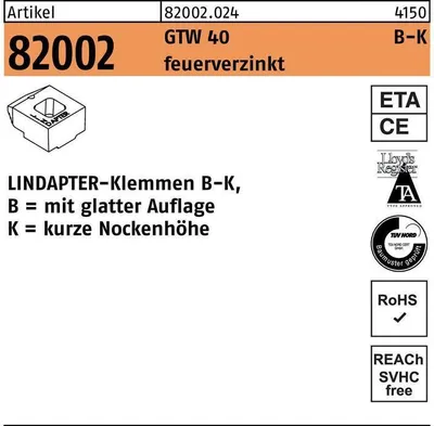 Produktbild von Klemmen R 82002 GTW 40 KM 10 / 4,0 feuerverzinkt