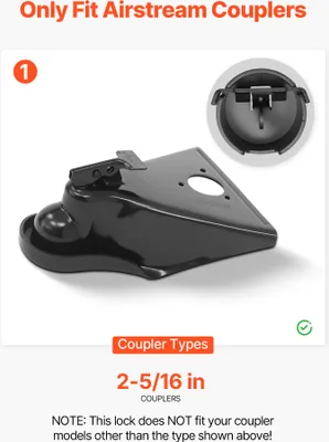 Produktbild von Anhängerschloss, Φ142 x 175 mm, kompatibel mit 58,7-mm-Kupplungen, Diebstahlsicherung mit 3 Schlüsseln, korrosionsbeständig, Hochsicherheitsschloss für Wohnmobile, Anhänger, Boote