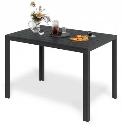 Produktbild von Gartentisch Balkontisch Terrassentisch - 110 x 70 cm - Aluminium - WPC - Schwarz - Für Balkon und Terrasse
