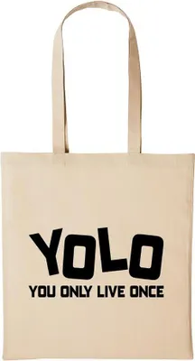 Produktbild von Huuraa Baumwollbeutel YOLO Geschenk Einkaufstasche Natural 10 Liter Baumwolle YOLO Accessoire