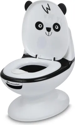 Image de Bebeconfort Minitoilette, pot bébé, 1-4 ans, 0-20 kg, design réaliste avec protection anti-éclaboussures, vrai bruit de chasse d'eau, cuvette amovible, facile à nettoyer, pied en caoutchouc, Panda Bear Minitoilette Panda Bear