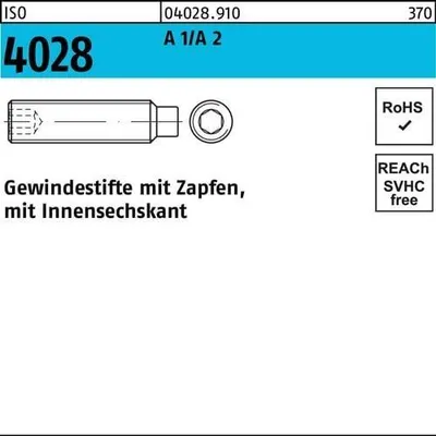 Produktbild von Reyher  Gewindestifte ISO 4028 A 2 M 8 x 8 A 1/A 2 040289100080008 (500 Stück)
