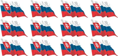 Produktbild von Mini Aufkleber Set - Pack wehend - 50x31mm - selbstklebender Sticker - Slowakei - Flagge / Banner / Standarte fürs Auto, Büro, zu Hause und die Schule - 12 Stück