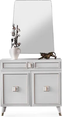 Image de Commode avec miroir Armoire en bois Blanc Bois Chambre à coucher