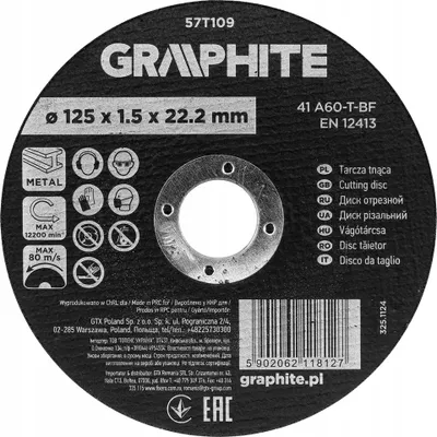 Zdjęcie produktu dla Tarcza tnąca korundowa do metalu 125 x 1.5 x 22.2 mm, GRAPHITE 57T109