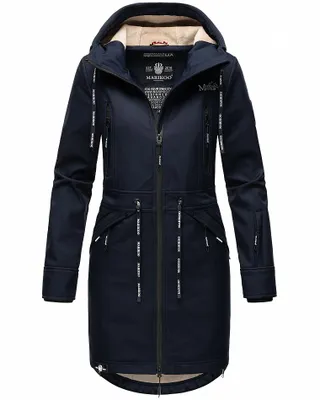 Produktbild von Marikoo Racquellee Wasserdichte Damen Softshell Outdoor Übergangsacke mit Kapuze Regenmantel Navy Gr. 36 - S