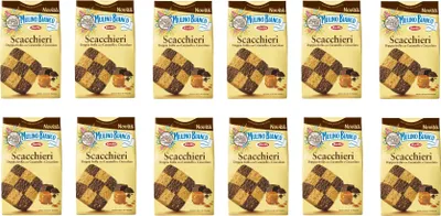 Produktbild von 12x Mulino Bianco Scacchieri Kekse Doppelter Mürbeteig mit Karamell und Schokolade 300g