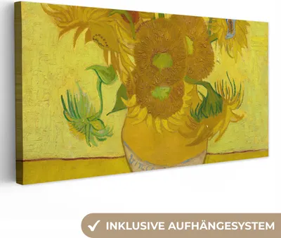 Obrázek produktu pro OneMillionCanvasses® - Plátno - Slunečnice - Vincent van Gogh, nástěnná malba, nástěnné dekorace obrazy obývací pokoj, 80x40cm
