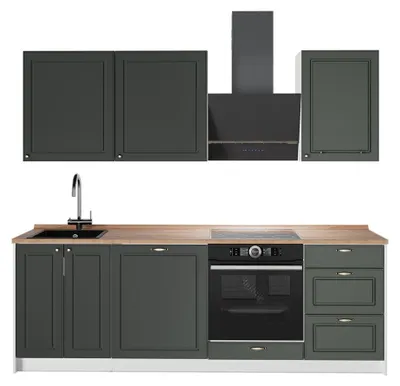 Obrázok produktu pre Kuchynka Vicco Fame-Line Zelený a zlatý vidiecky dom/biely 230 cm, AP Oak, Model 64018