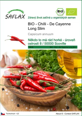 Obrázek produktu pro SAFLAX - BIO - Chilli - De Cayenne Long Slim - Capsicum annuum - 10 Semena