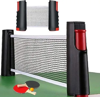 Productafbeelding van draagbaar tafeltennisnet, tafeltennisnet voor elke tafel, draagbaar pingpong vervangingsnet, tafeltennisnet voor buiten en binnen, maximale lengte 165 cm