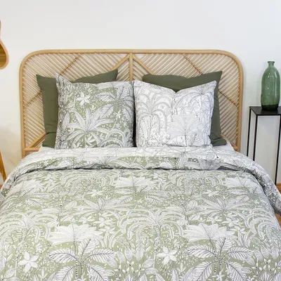 Produktbild von Bettbezug-Set, 220 x 240 cm, mit tropischem Blumenmuster und 2 Kopfkissenbezügen