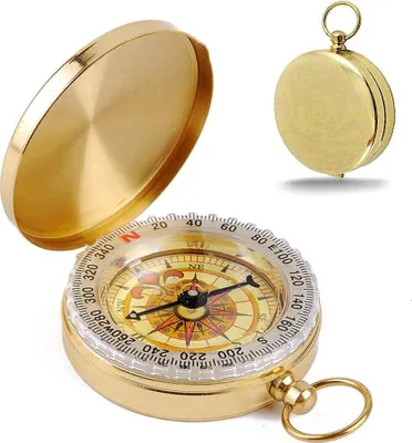 Produktbild von Kompass Outdoor Navigation, Stoßfest Compass Militär Marschkompass Taschenkompass Kompass Kinder, Wasserdicht Kompass für Wandern Camping und Andere Aktivitäten im Freien(Golden)