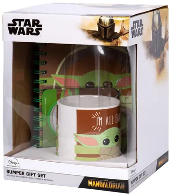 Produktbild von Baby Yoda Geschenkbox Tasse Notizbuch Schlüsselanhänger