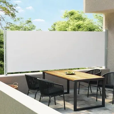 Produktbild von Famanu Seitenmarkise für Terrasse - UV- und wasserfest - 600 x 160 cm - Crèmefarben